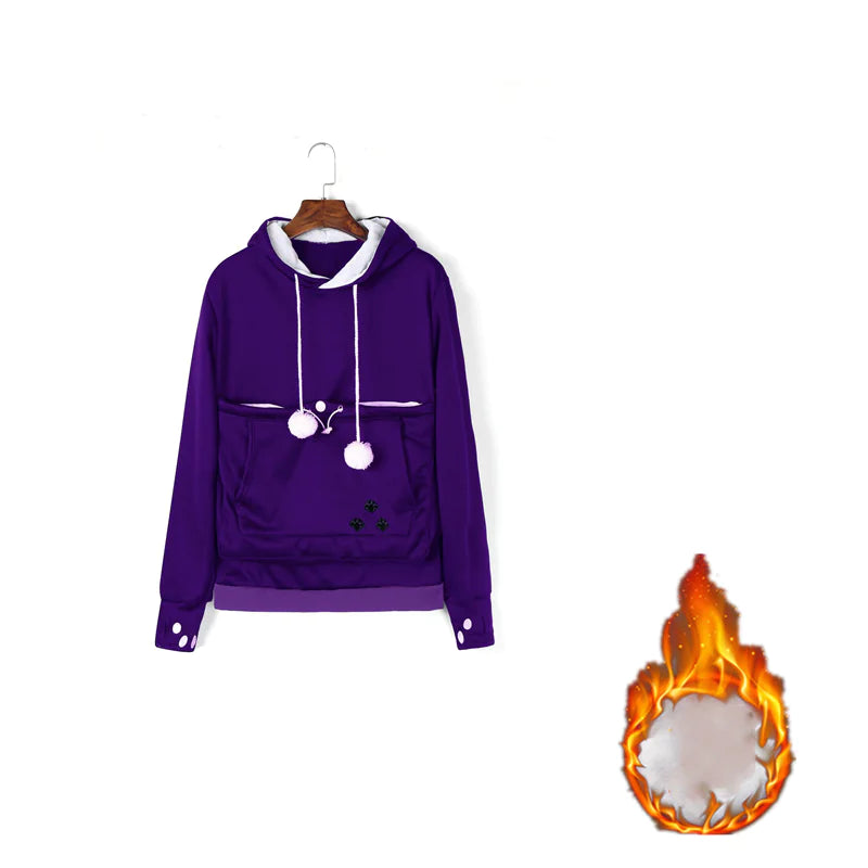 Cute Winter Hoodies with Pet Pocket for Women