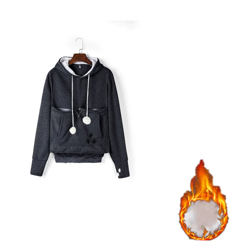 Cute Winter Hoodies with Pet Pocket for Women