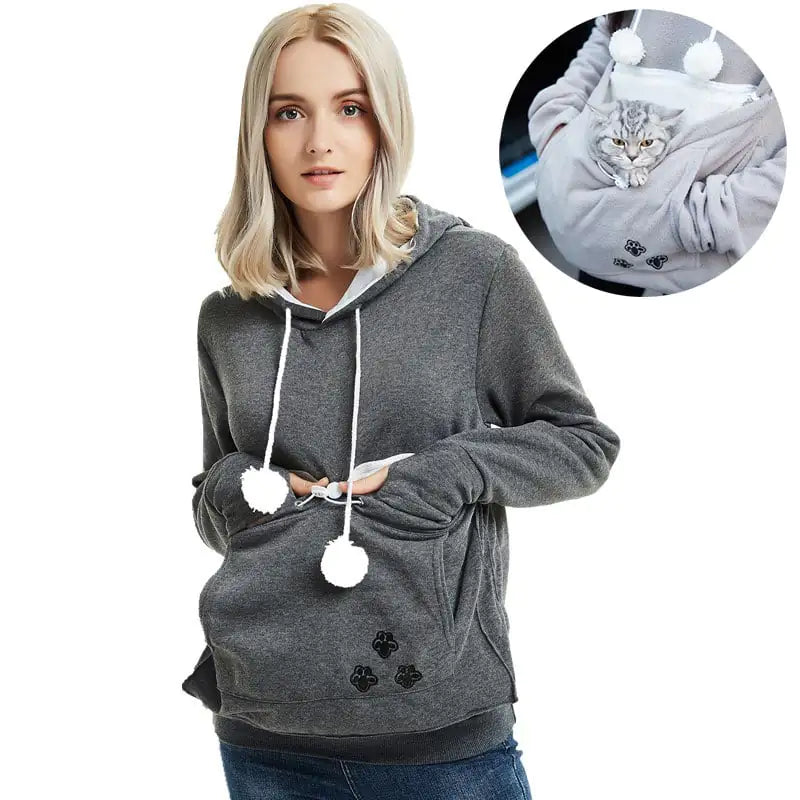 Cute Winter Hoodies with Pet Pocket for Women