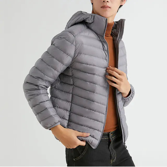 Men's 90% Down Lightweight Hooded Winter Jacket