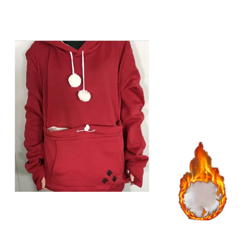 Cute Winter Hoodies with Pet Pocket for Women